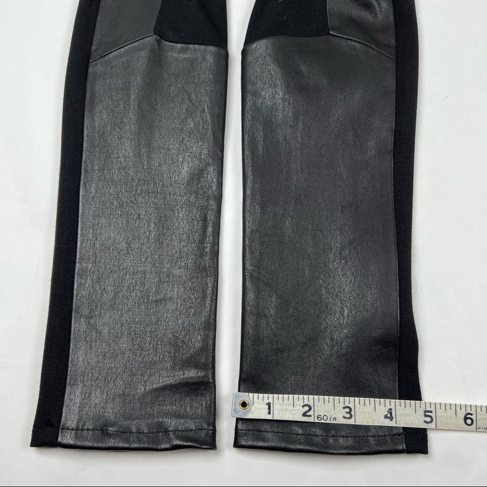 OWO Helmut Lang - Black Lambskin Leather & Cotton Combo Pull on Leggings, Size 2 - Picture 12 of 16